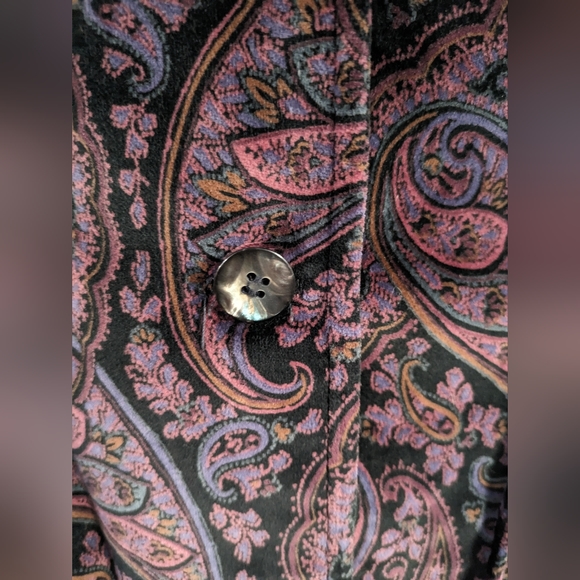 Vintage The Towner Velvet Paisley Print Fully Lined Slim Fit Blazer Jacket 7/8 - Picture 6 of 12